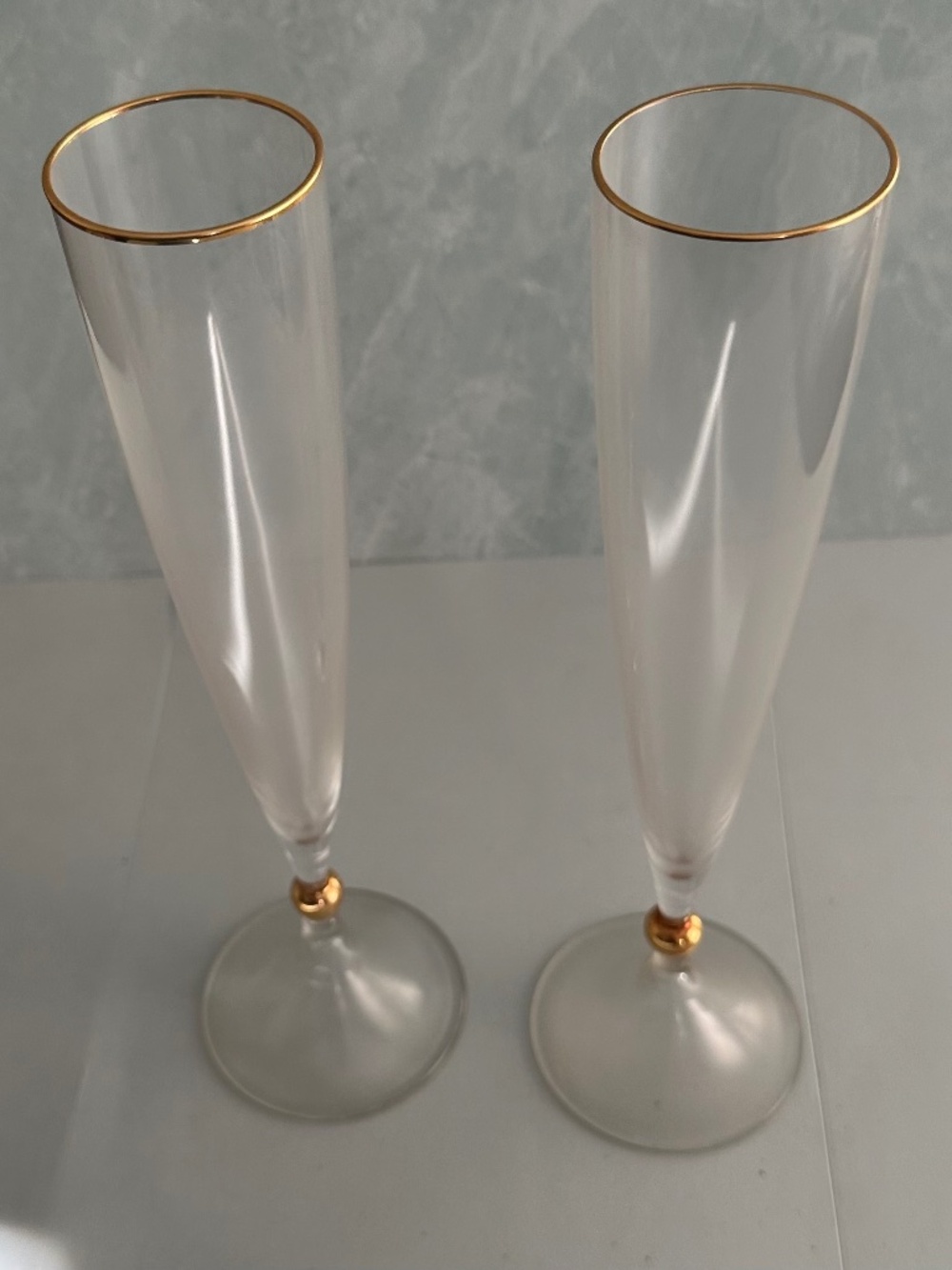 Rogaska Crystal Wedding Champagne Flutes with 24k gold